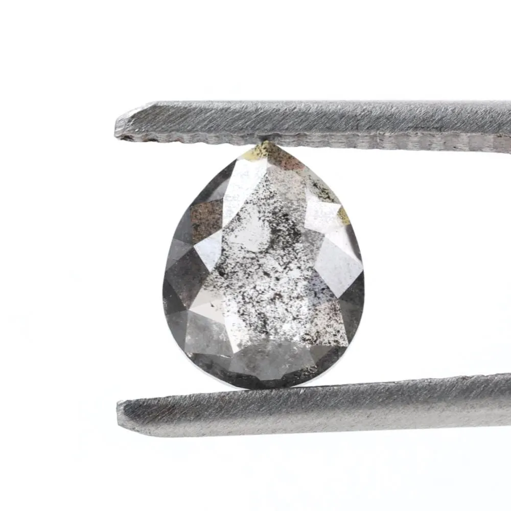 1.12 Ct Salt and Pepper Diamond, Natural Smokey Gray Color Pear Cut Loose Diamonds for Engagement Ring