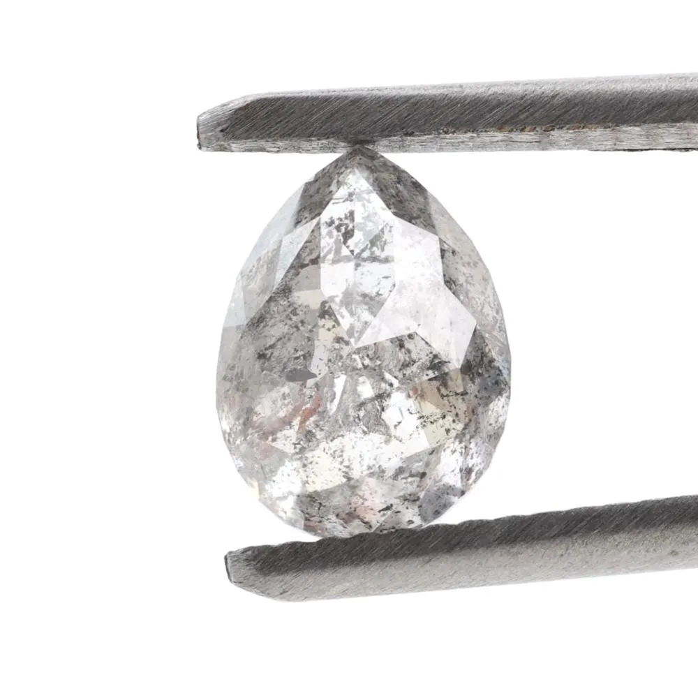 1.93 Ct Salt and Pepper Diamond, Natural Gray Color Pear Cut Loose Diamonds for Engagement Ring