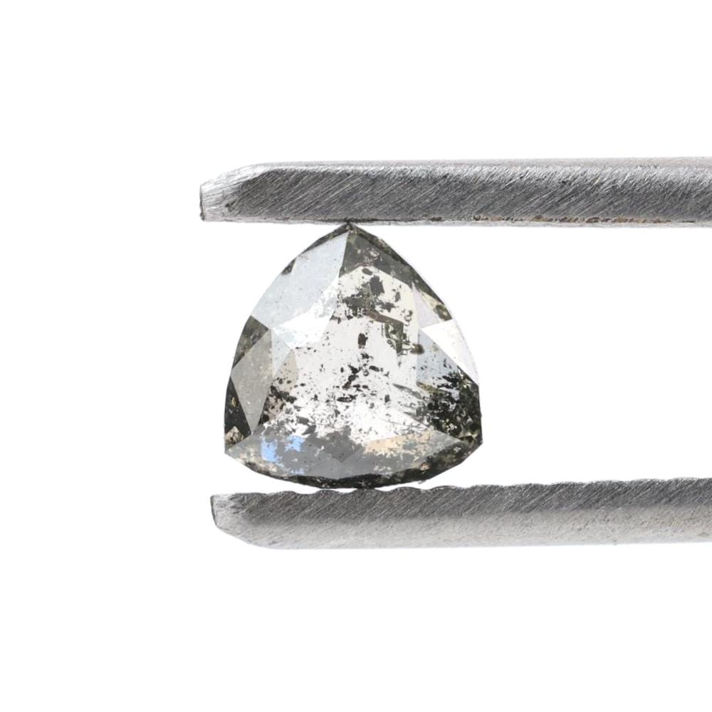 0.52 Ct Salt and Pepper Diamond, Natural Gray Trillion Loose Diamonds for Engagement Ring