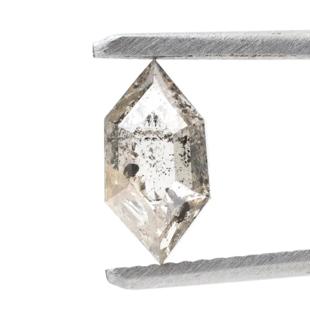 0.55 Ct Salt and Pepper Diamond, Natural Gray Hexagon Cut Loose Diamonds for Engagement Ring