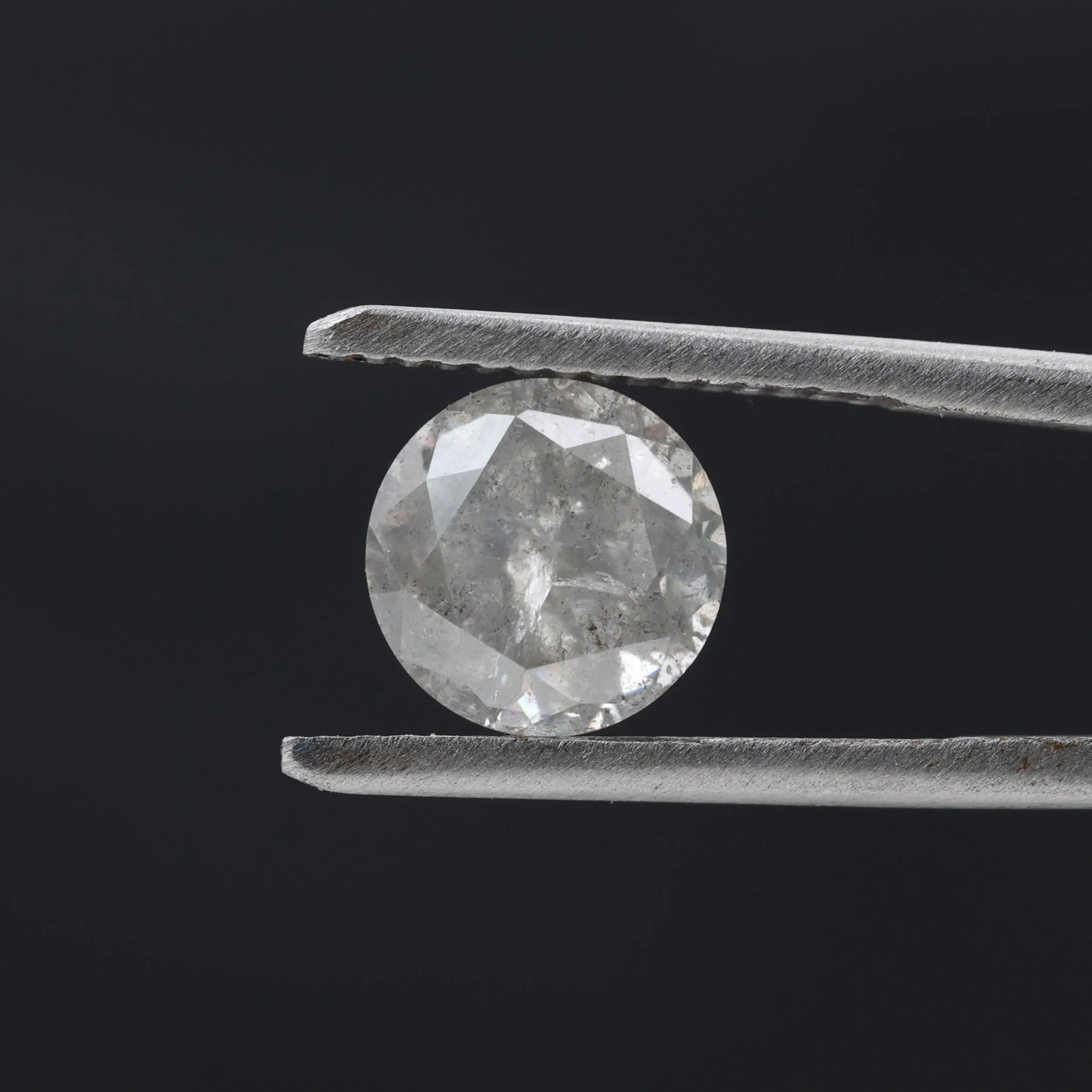 2.18 Carat Salt and Pepper Diamond, Natural Gray Round Loose Diamonds for Minimalist Engagement Ring