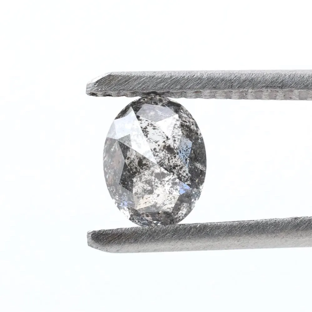 1.23 Ct Salt and Pepper Diamond, Natural Gray Oval Cut Loose Diamonds for Minimalist Engagement Ring