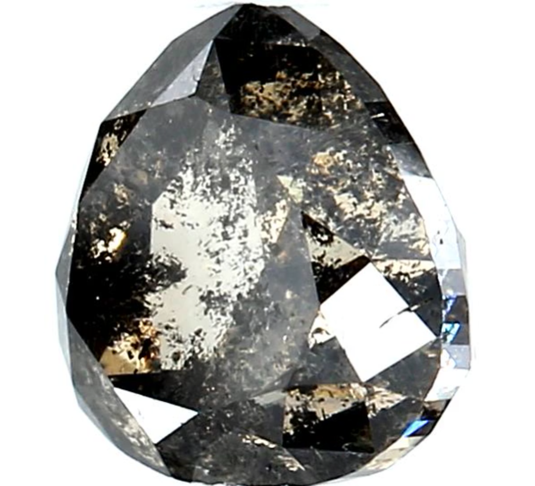 1.51 Ct Salt and Pepper Diamond, Natural Gray Color Pear Cut Loose Diamonds for Engagement Ring