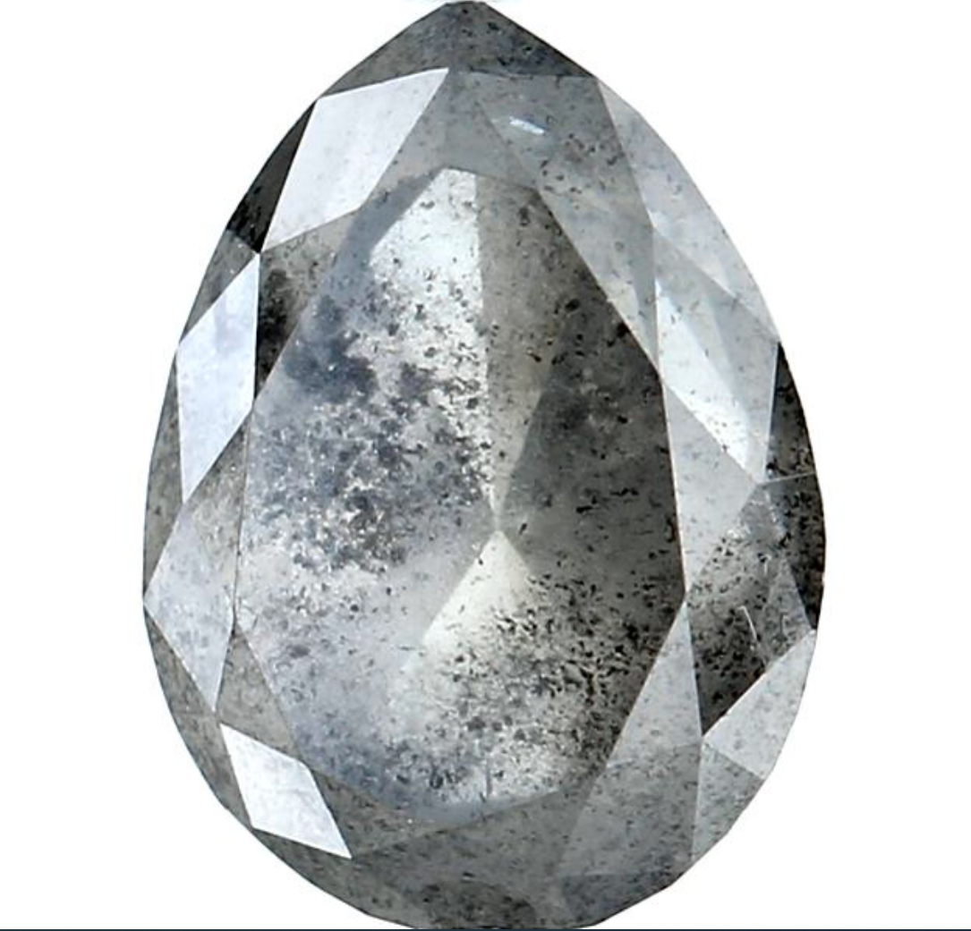 Salt and Pepper Diamond, 3.36 Ct Natural Gray Color Pear Cut Loose Diamonds for Engagement Ring