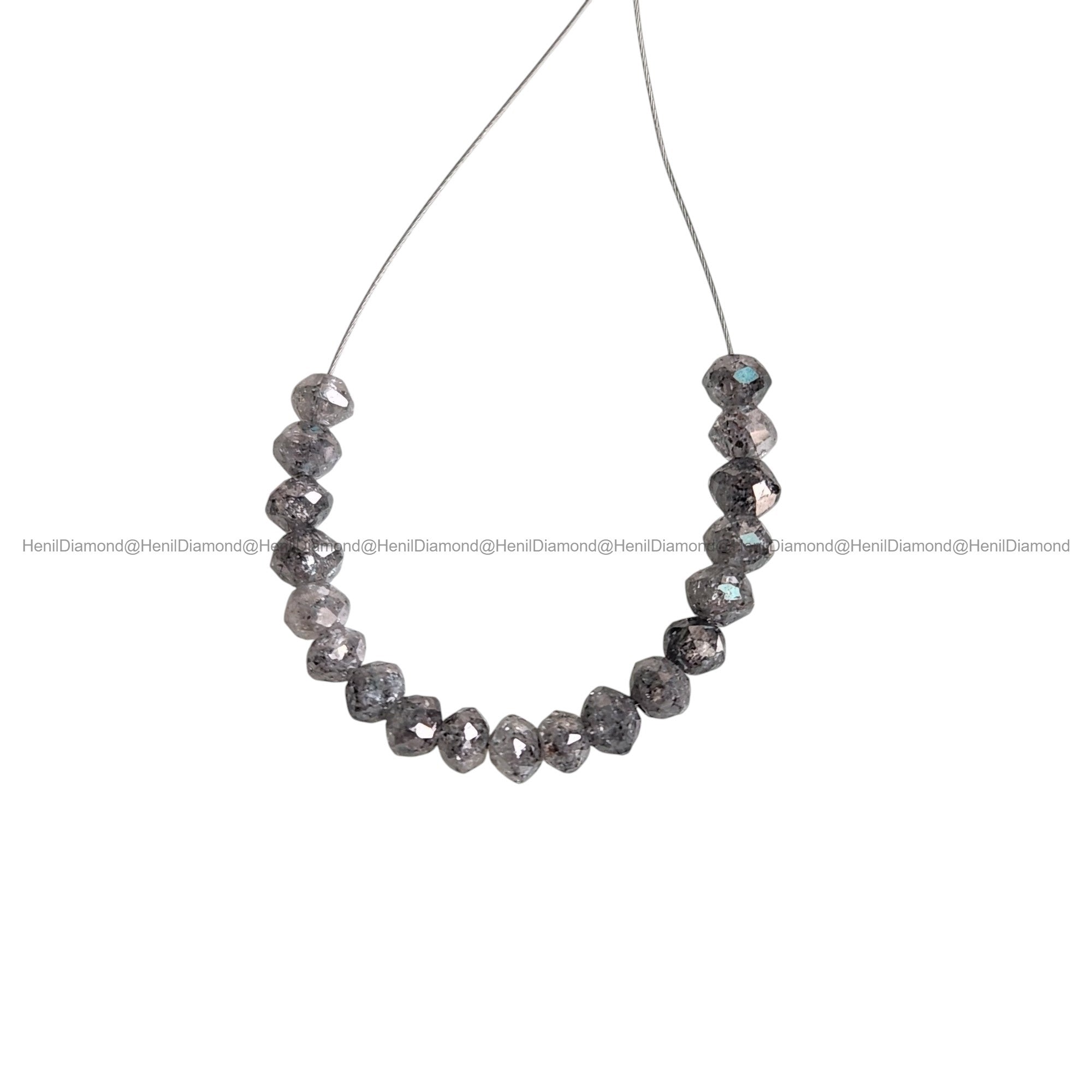 1.00 Carat Natural Gray Faceted Round Diamond Beads with Drilled Hole | 2.00-3.00 MM Loose Diamonds for Jewelry Making