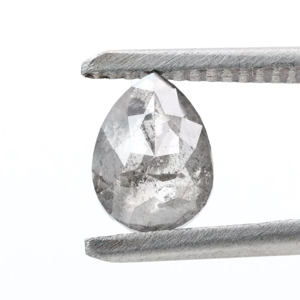 1.22 Ct Salt and Pepper Diamond, Natural Gray Color Pear Cut Loose Diamonds for Engagement Ring