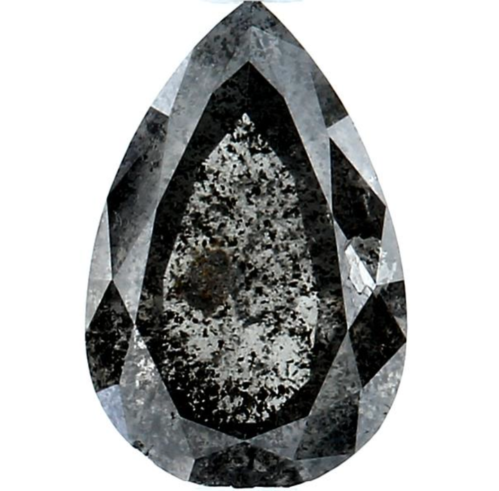 Salt and Pepper Diamond, 1.18 Ct Natural Gray Color Pear Cut Loose Diamonds for Engagement Ring
