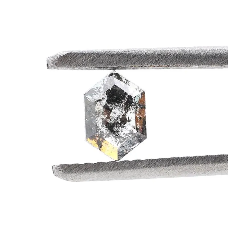 0.49 Cts Salt and Pepper Diamond, Natural Gray Hexagon Loose Diamonds for Engagement Ring