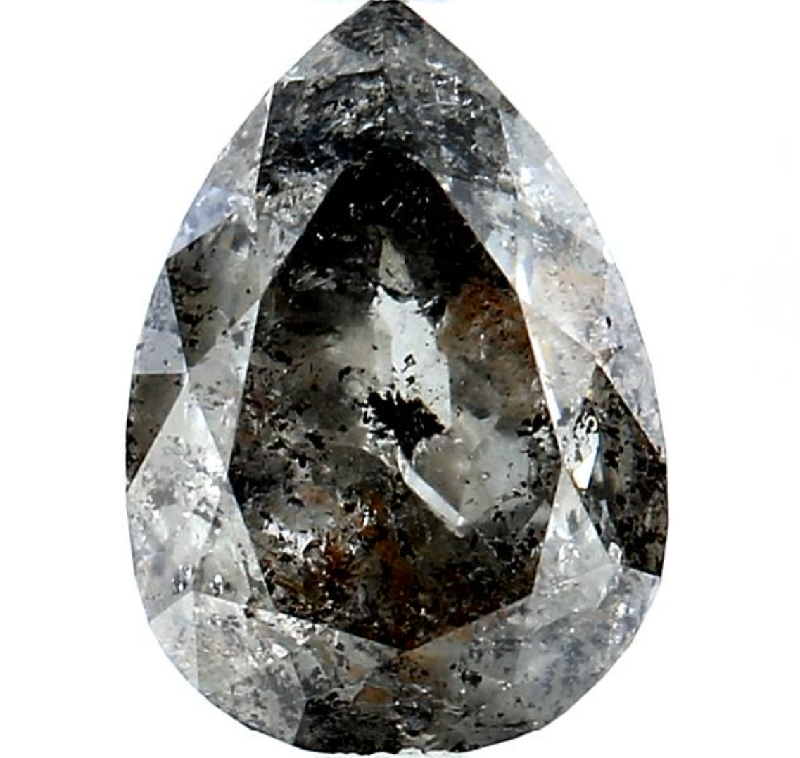 Salt and Pepper Diamond, 2.29 Ct Natural Gray Color Pear Cut Loose Diamonds for Engagement Ring