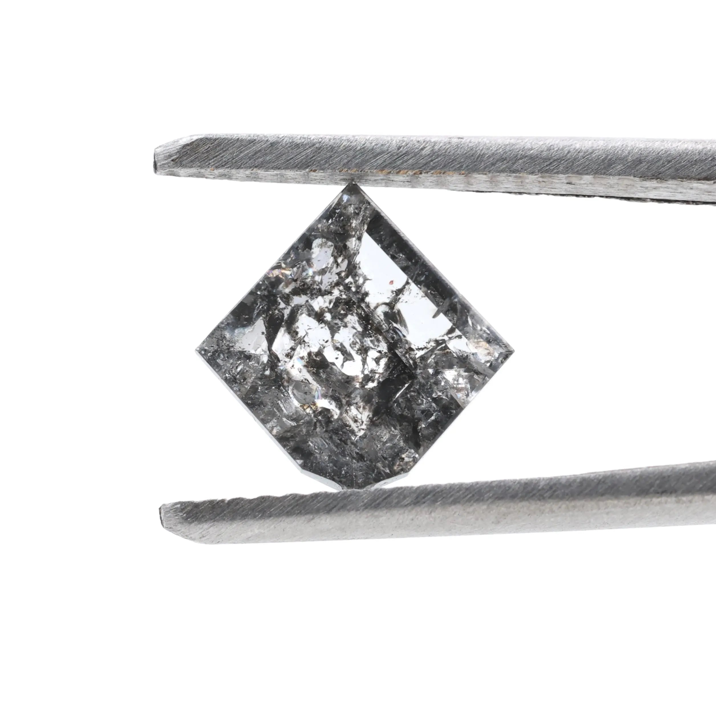 1.07 Carat Salt and Pepper Diamond, Natural Gray Shield Loose Diamonds for Minimalist Engagement Ring