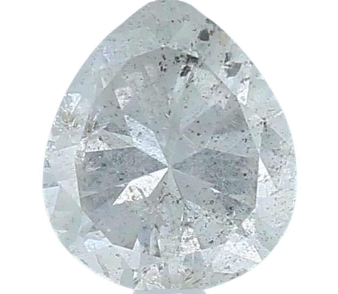 1.32 Ct Salt and Pepper Diamond, Natural Gray Color Pear Cut Loose Diamonds for Engagement Ring