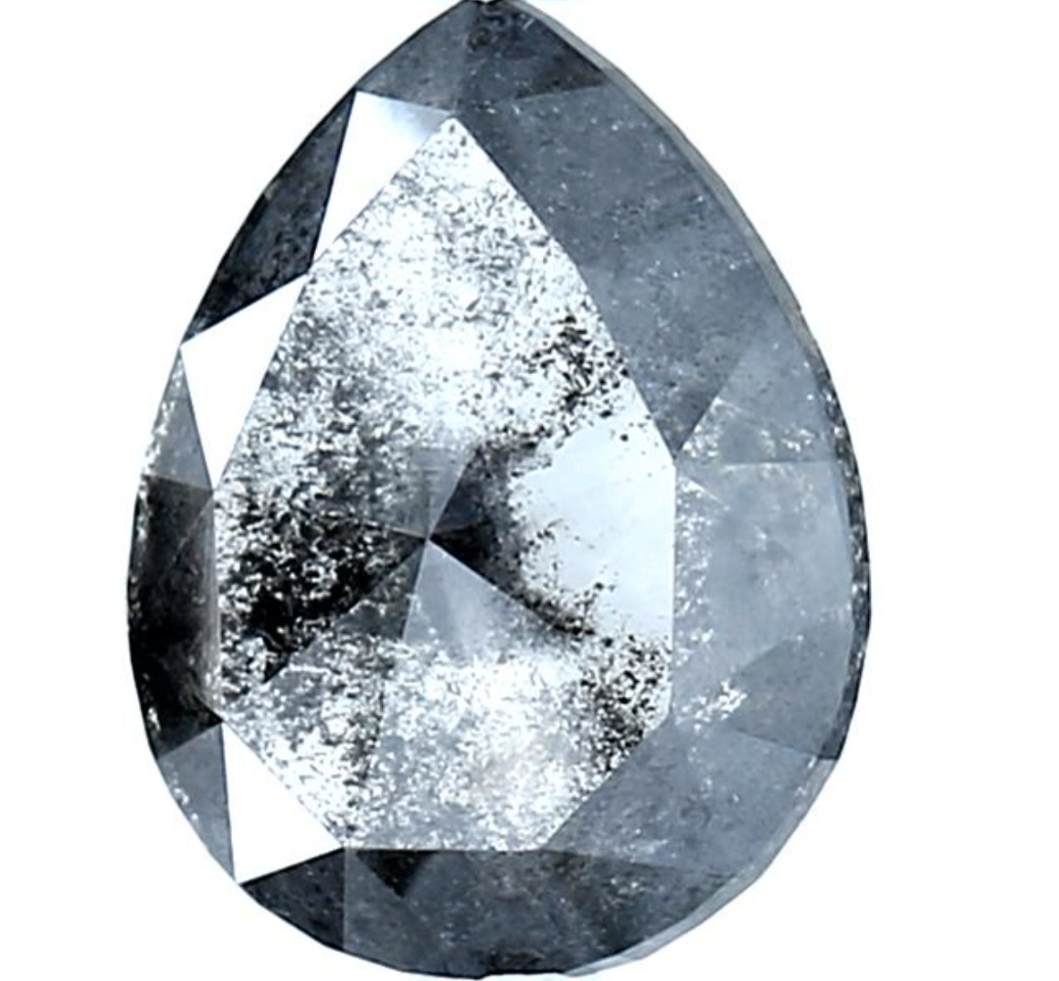 Salt and Pepper Diamond, 2.45 Ct Natural Gray Color Pear Cut Loose Diamonds for Engagement Ring