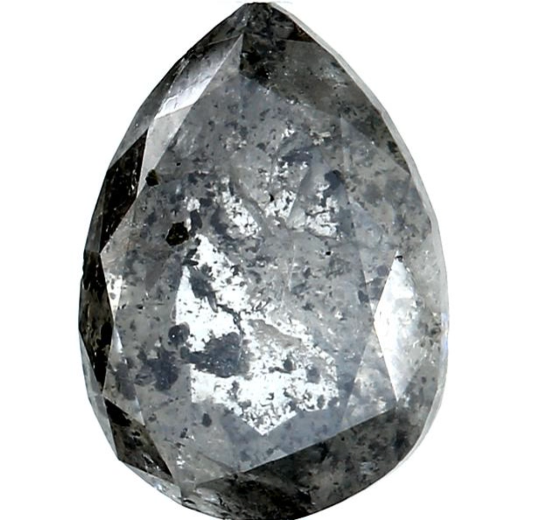 Salt and Pepper Diamond, 2.92 Ct Natural Gray Color Pear Cut Loose Diamonds for Engagement Ring
