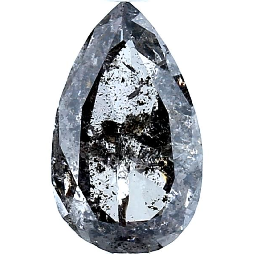 Salt and Pepper Diamond, 1.86 Ct Natural Gray Color Pear Cut Loose Diamonds for Engagement Ring
