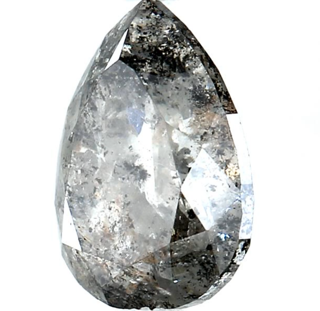 Salt and Pepper Diamond, 2.29 Ct Natural Gray Color Pear Cut Loose Diamonds for Engagement Ring