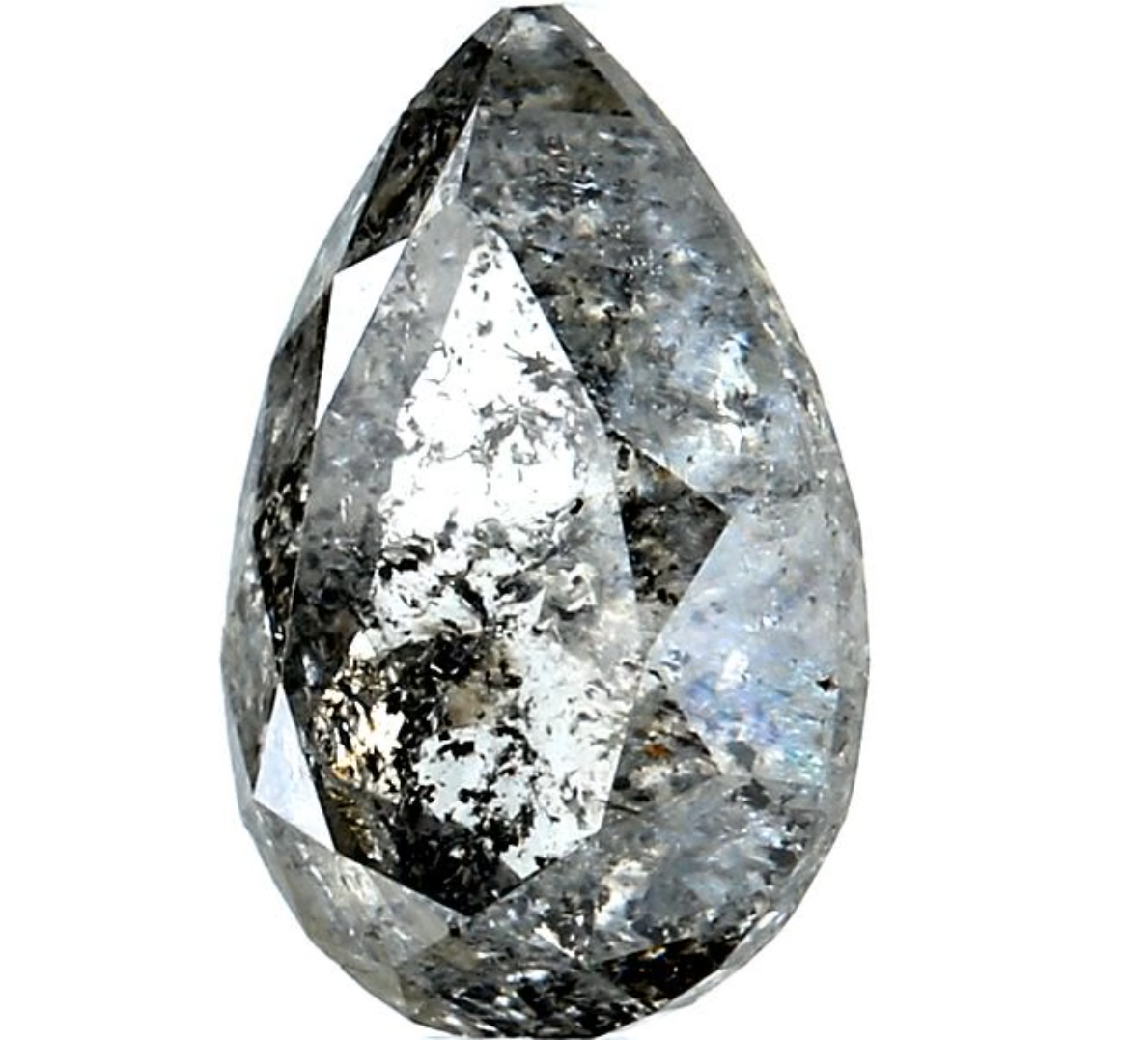 2.06 Ct Salt and Pepper Diamond, Natural Gray Color Pear Cut Loose Diamonds for Engagement Ring