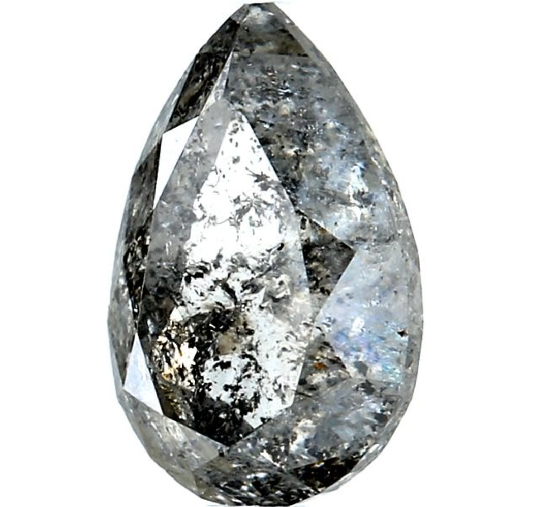 2.06 Ct Salt and Pepper Diamond, Natural Gray Color Pear Cut Loose Diamonds for Engagement Ring