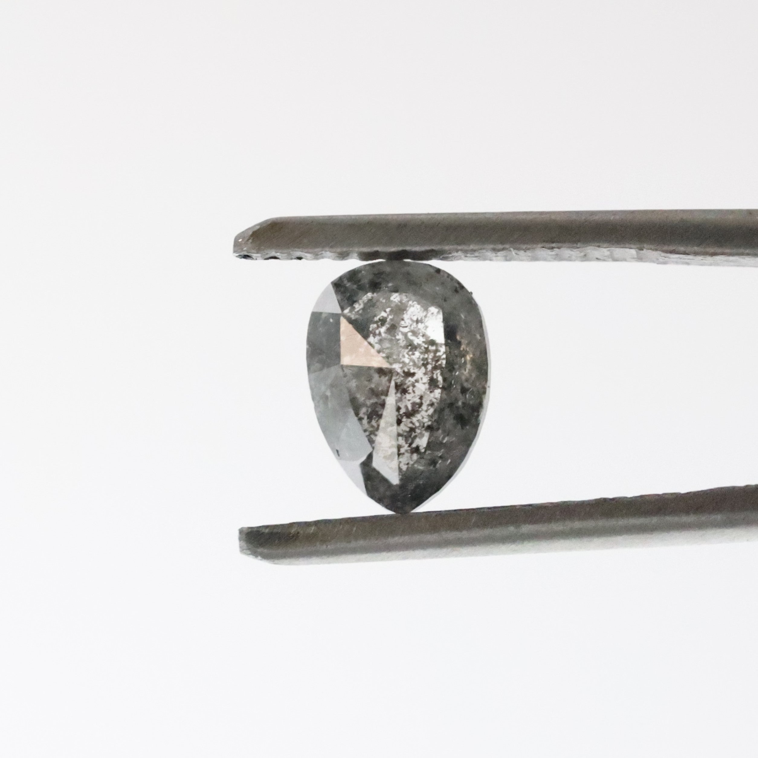 1.04 Ct Salt and Pepper Diamond, Natural Gray Pear Rose Cut Loose Diamonds for Minimalist Engagement Ring