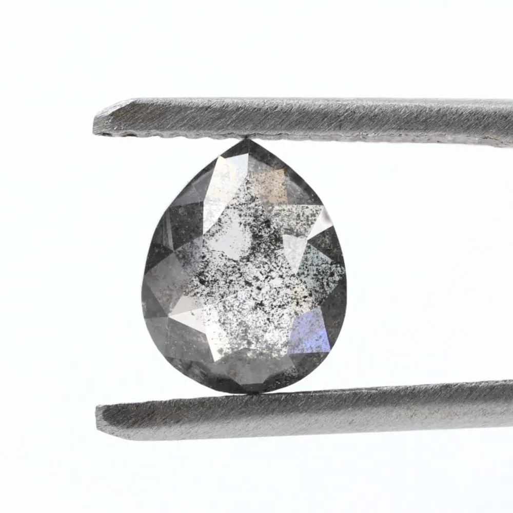1.12 Ct Salt and Pepper Diamond, Natural Smokey Gray Color Pear Cut Loose Diamonds for Engagement Ring