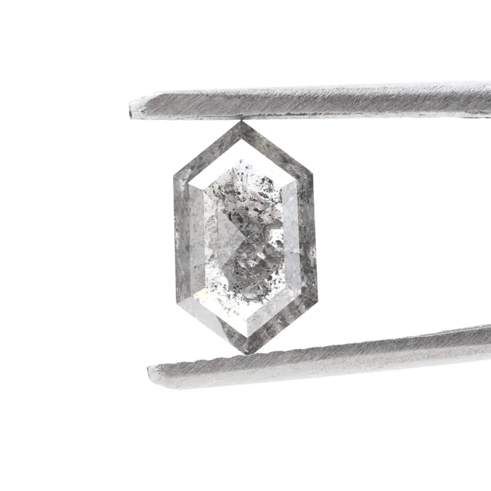2.08 Ct Salt and Pepper Diamond, Natural Gray Color Hexagon Cut Loose Diamonds for Engagement Ring