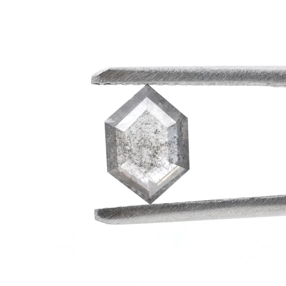 0.99 Ct Salt and Pepper Diamond, Natural Gray Smokey Hexagon Cut Loose Diamonds for Wedding Ring
