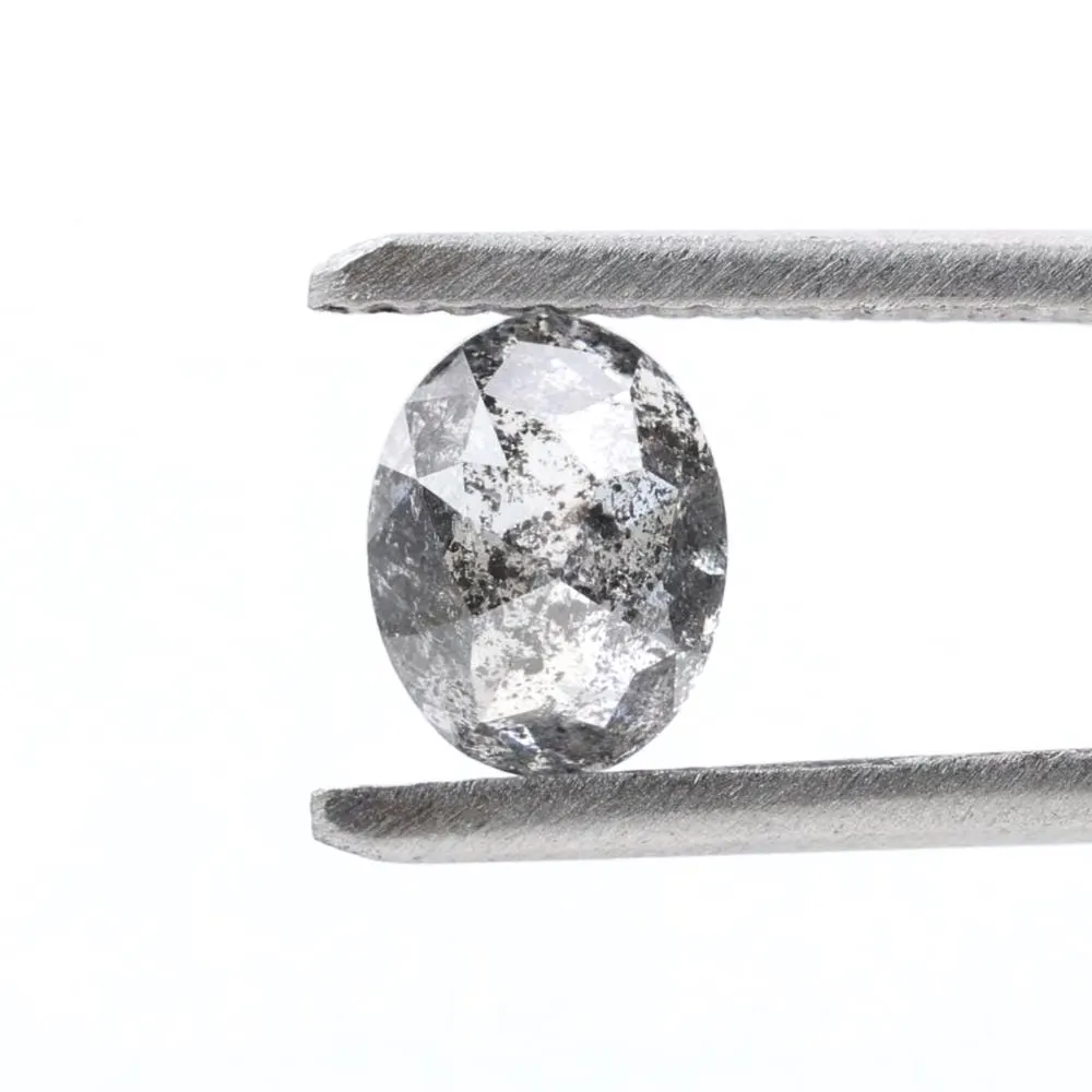 1.23 Ct Salt and Pepper Diamond, Natural Gray Oval Cut Loose Diamonds for Minimalist Engagement Ring