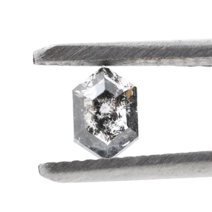 0.49 Cts Salt and Pepper Diamond, Natural Gray Hexagon Loose Diamonds for Engagement Ring