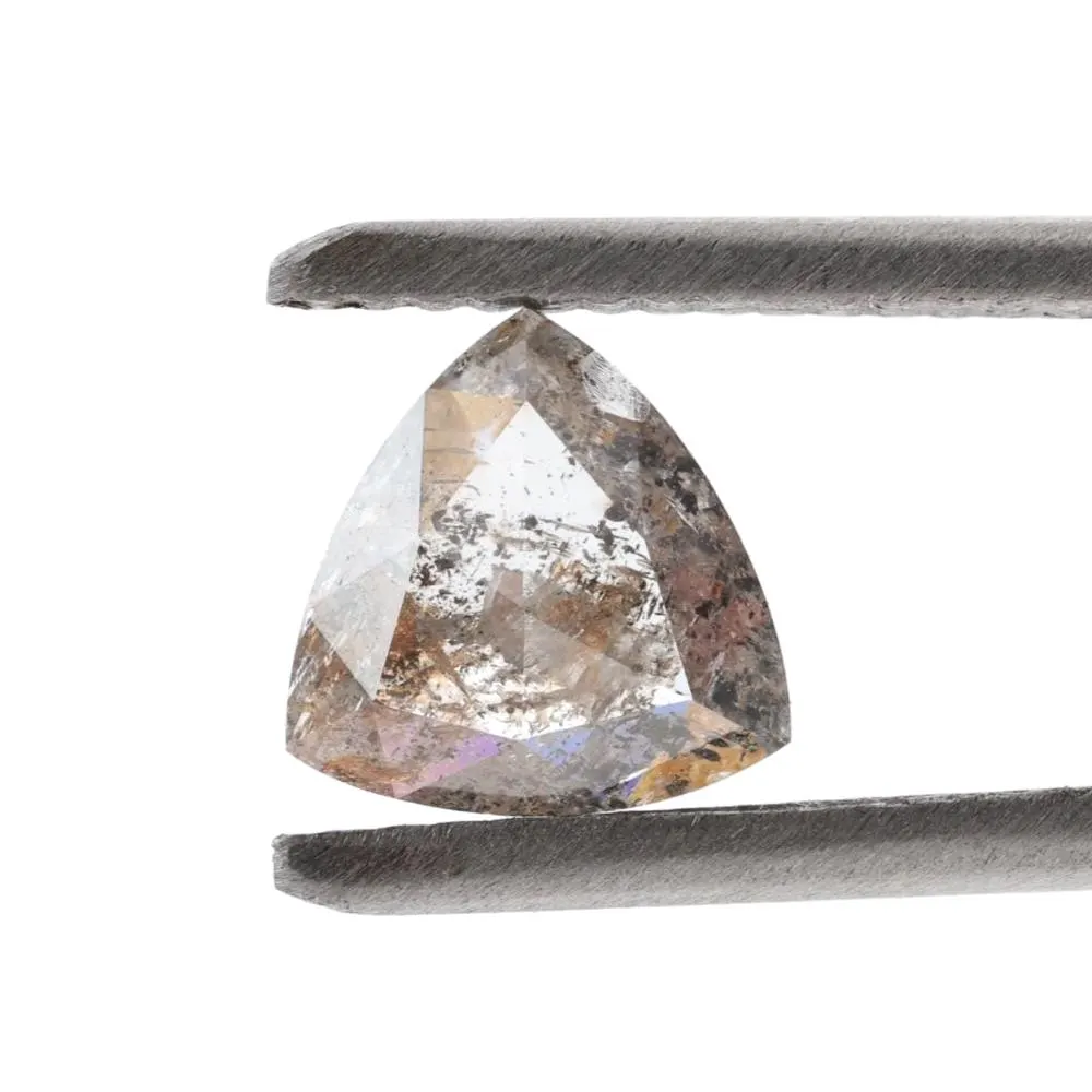0.91 Ct Salt and Pepper Diamond, Natural Gray Trillion Loose Diamonds for Engagement Ring