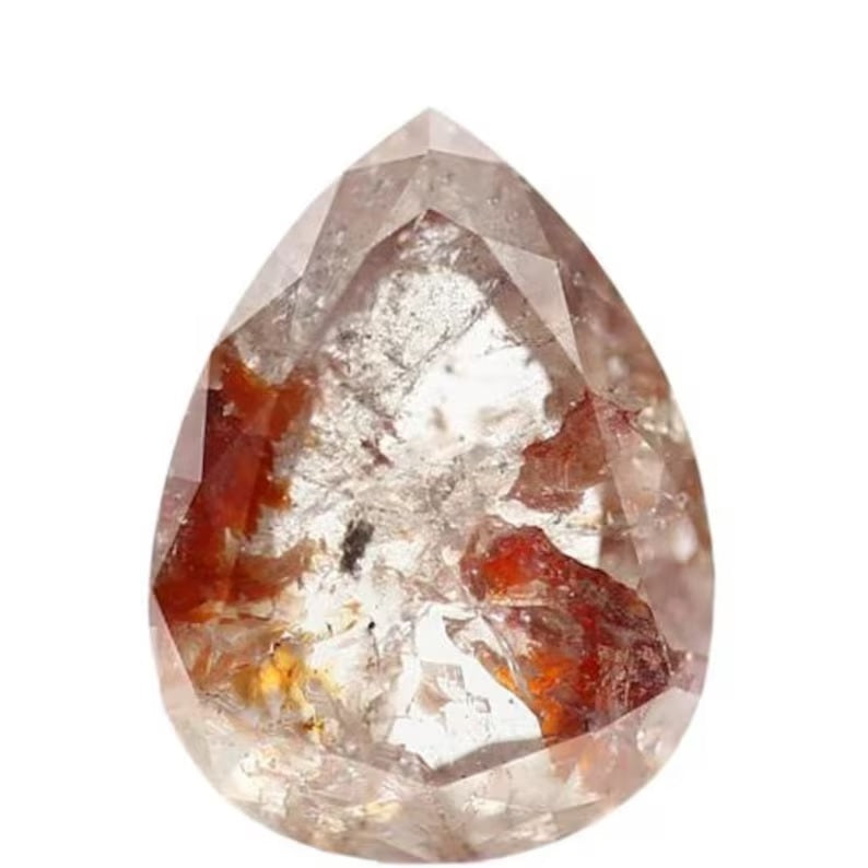 3.16 Ct Salt and Pepper Diamond, Natural Brown Color Pear Cut Loose Diamonds for Engagement Ring