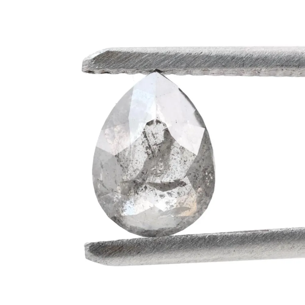 1.22 Ct Salt and Pepper Diamond, Natural Gray Color Pear Cut Loose Diamonds for Engagement Ring