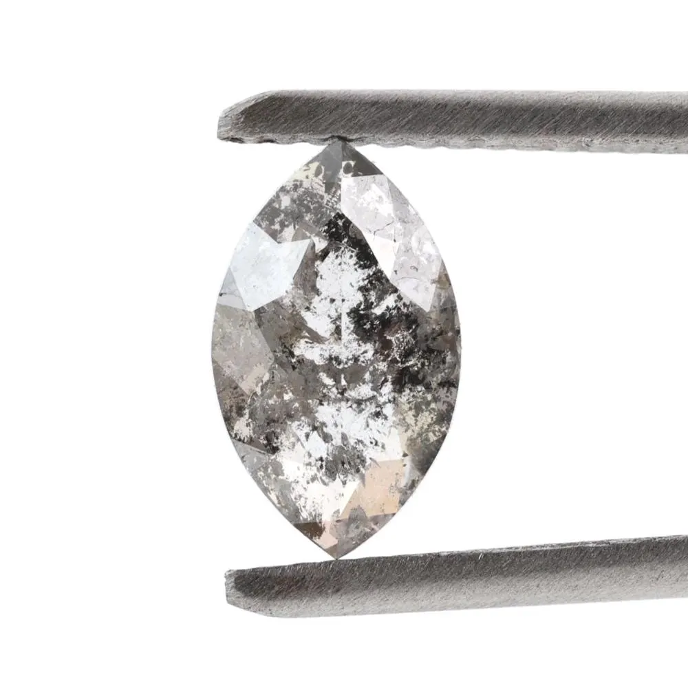 1.25 Carat Salt and Pepper Diamond, Natural Gray Color Marquise Loose Diamond for Engagement Ring
