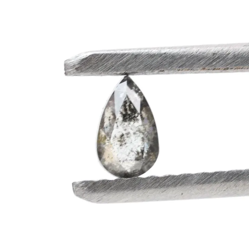 0.23 Ct Salt and Pepper Diamond, Natural Gray Color Pear Cut Loose Diamonds for Wedding Ring