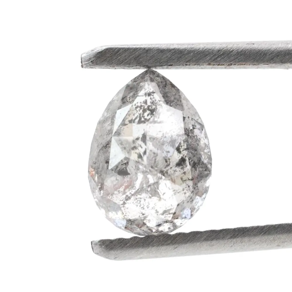 1.93 Ct Salt and Pepper Diamond, Natural Gray Color Pear Cut Loose Diamonds for Engagement Ring