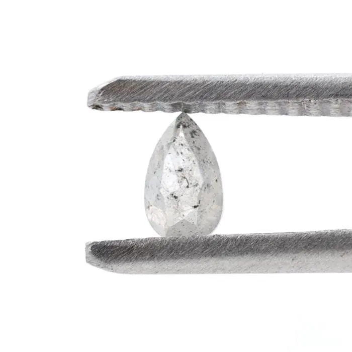 0.26 Ct Salt and Pepper Diamond, Natural Gray Color Pear Cut Loose Diamonds for Engagement Ring