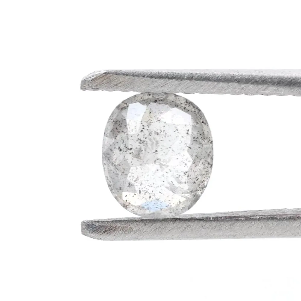 0.97 Ct Salt and Pepper Diamond, Natural Gray Smokey Oval Loose Diamonds for Minimalist Engagement Ring