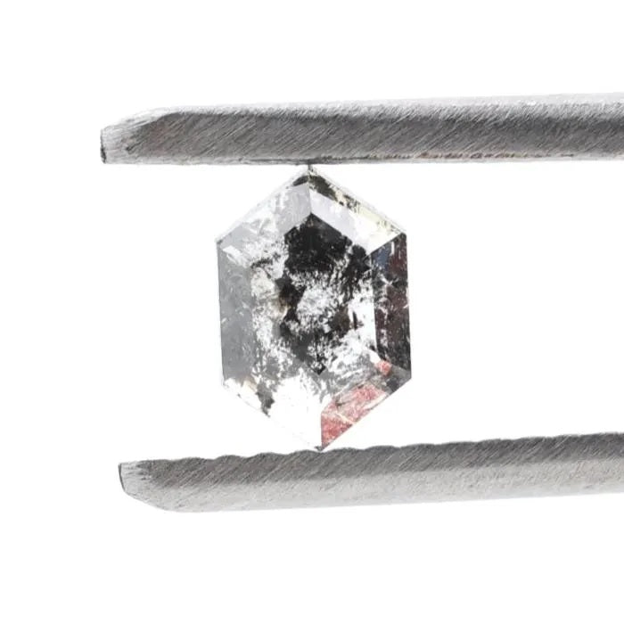 0.49 Cts Salt and Pepper Diamond, Natural Gray Hexagon Loose Diamonds for Engagement Ring