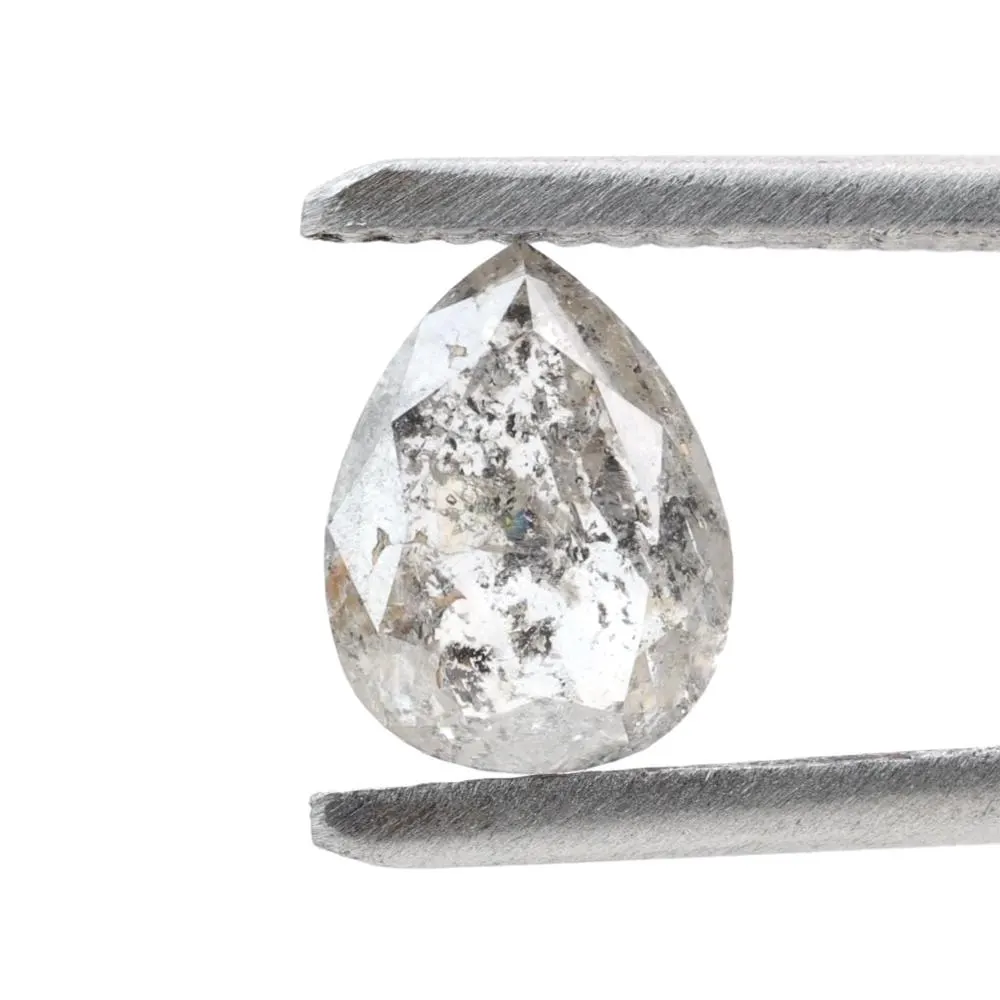 1.31 Ct Salt and Pepper Diamond, Natural Gray Color Pear Cut Loose Diamonds for Engagement Ring