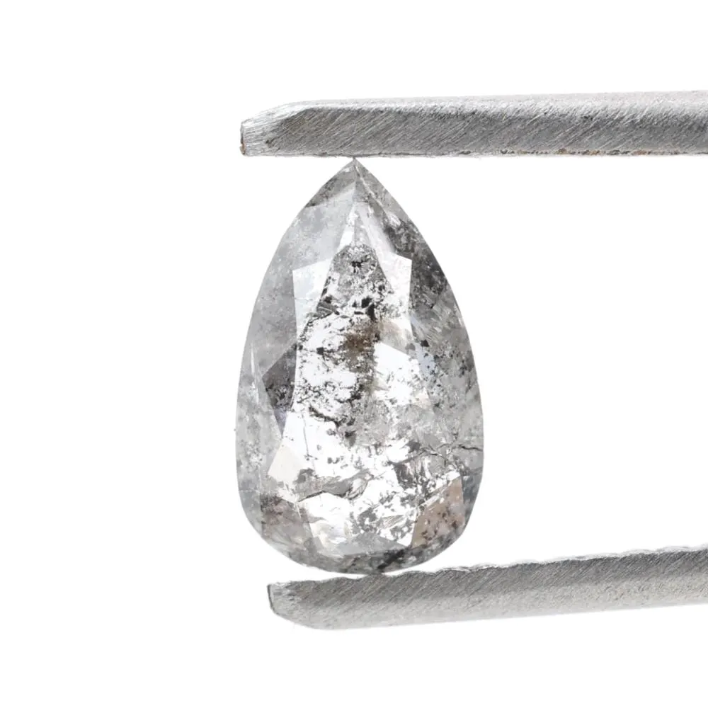 0.87 Ct Salt and Pepper Diamond, Natural Gray Color Pear Cut Loose Diamonds for Engagement Ring