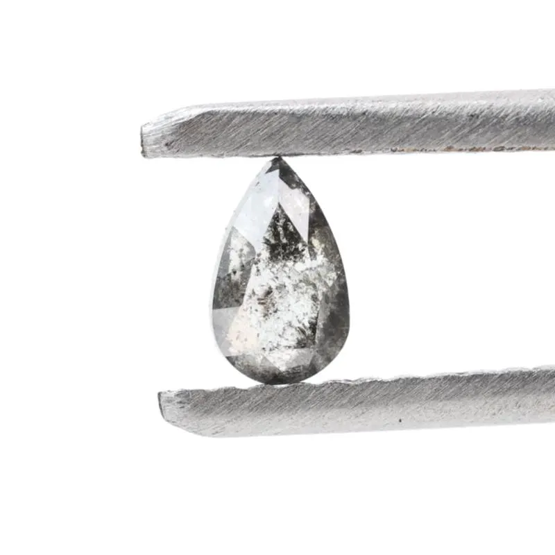0.23 Ct Salt and Pepper Diamond, Natural Gray Color Pear Cut Loose Diamonds for Wedding Ring