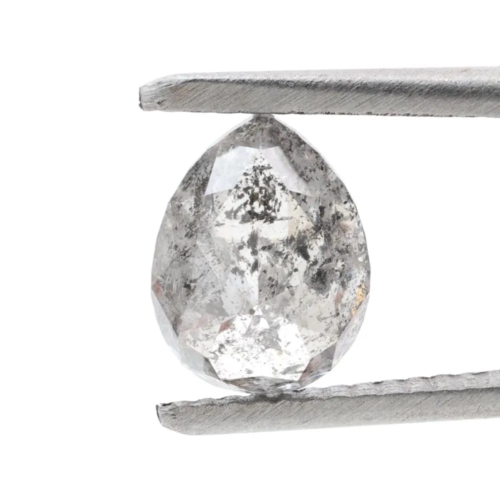 1.93 Ct Salt and Pepper Diamond, Natural Gray Color Pear Cut Loose Diamonds for Engagement Ring