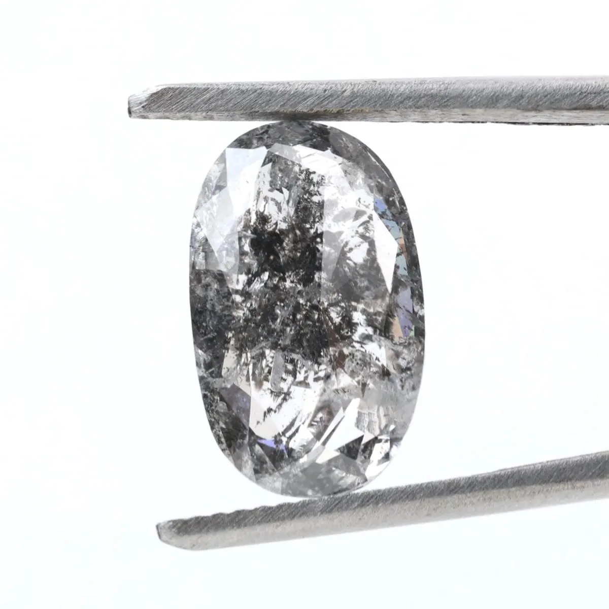 3.83 Ct Salt and Pepper Diamond, Natural Gray Smokey Oval Loose Diamonds for Minimalist Engagement Ring