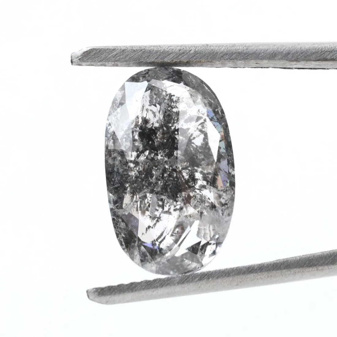 3.83 Ct Salt and Pepper Diamond, Natural Gray Smokey Oval Loose Diamonds for Minimalist Engagement Ring