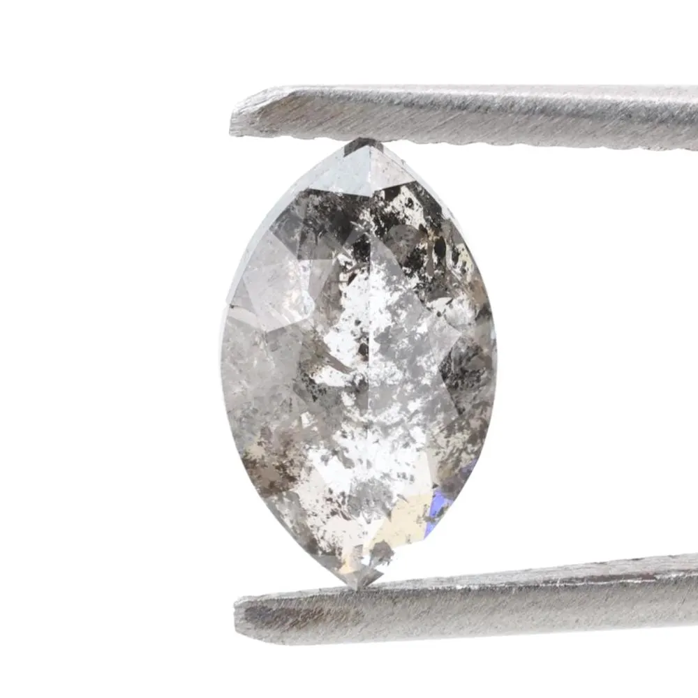 1.25 Carat Salt and Pepper Diamond, Natural Gray Color Marquise Loose Diamond for Engagement Ring