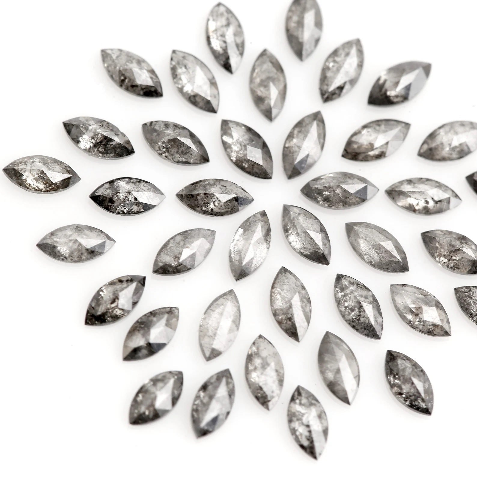 1.00 Ct 2.00 x 4.00 MM Natural Salt and Pepper Marquise Cut Loose Diamond for Engagement Ring