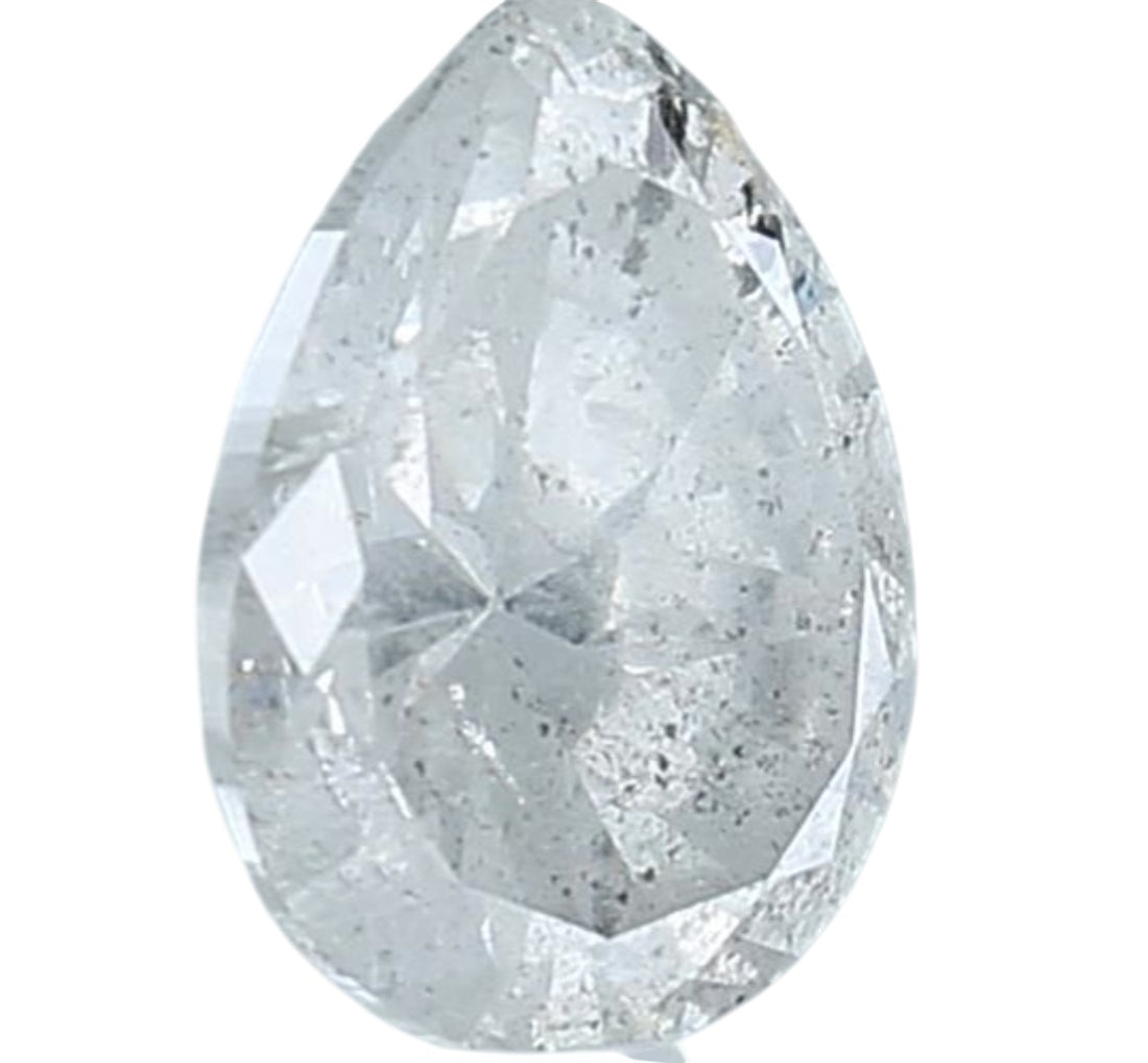 1.32 Ct Salt and Pepper Diamond, Natural Gray Color Pear Cut Loose Diamonds for Engagement Ring