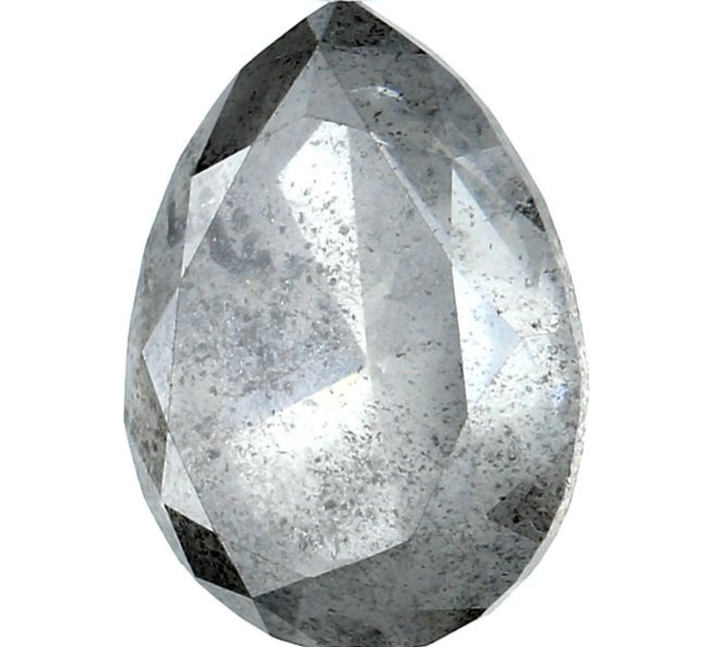 Salt and Pepper Diamond, 3.36 Ct Natural Gray Color Pear Cut Loose Diamonds for Engagement Ring