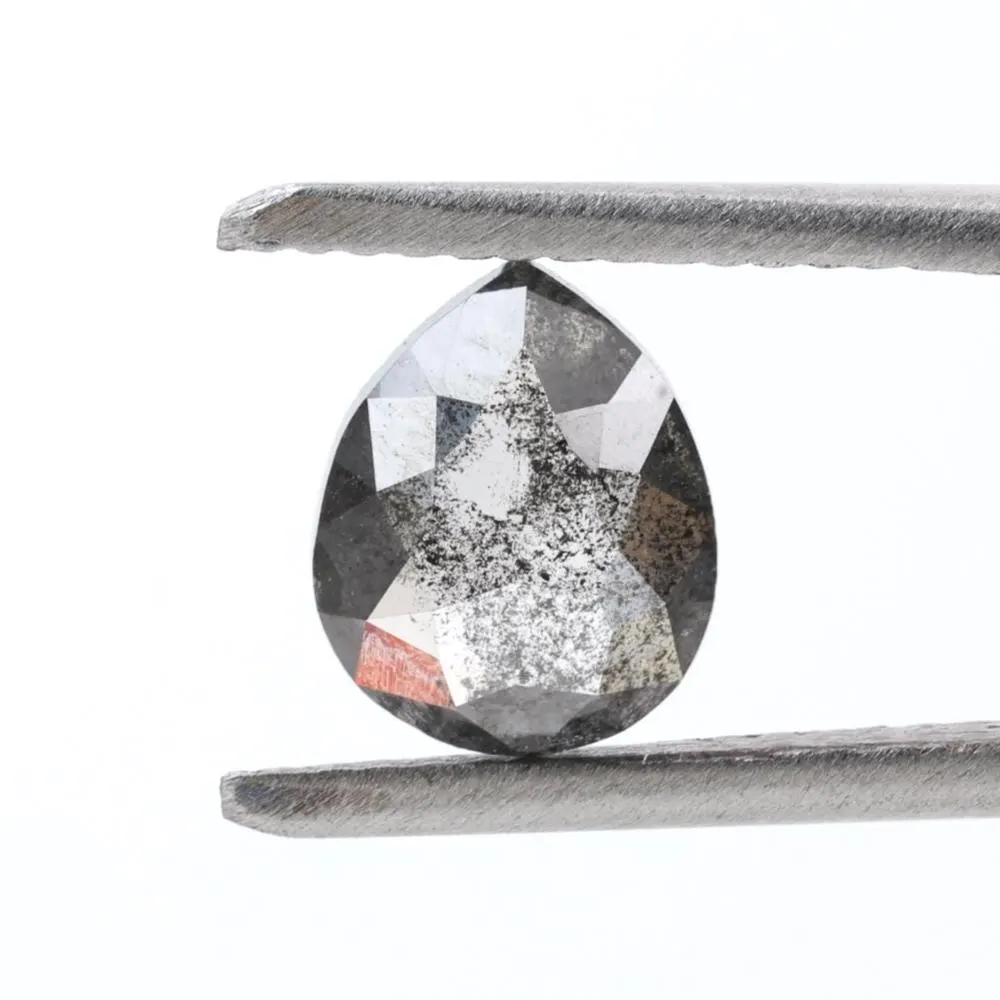 1.12 Ct Salt and Pepper Diamond, Natural Smokey Gray Color Pear Cut Loose Diamonds for Engagement Ring