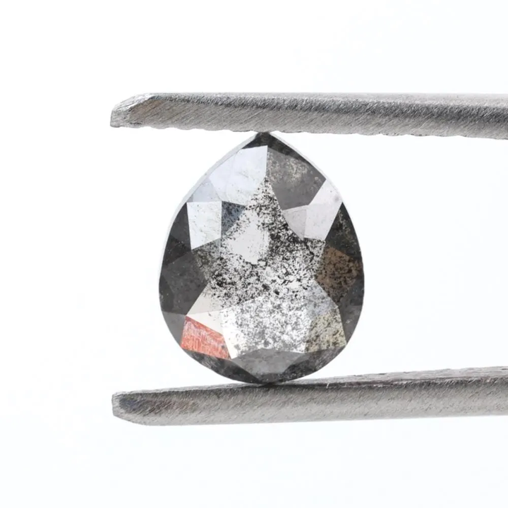 1.12 Ct Salt and Pepper Diamond, Natural Smokey Gray Color Pear Cut Loose Diamonds for Engagement Ring