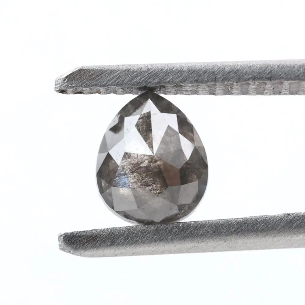 0.87 Ct Salt and Pepper Diamond, Natural Smokey Gray Color Pear Cut Loose Diamonds for Engagement Ring