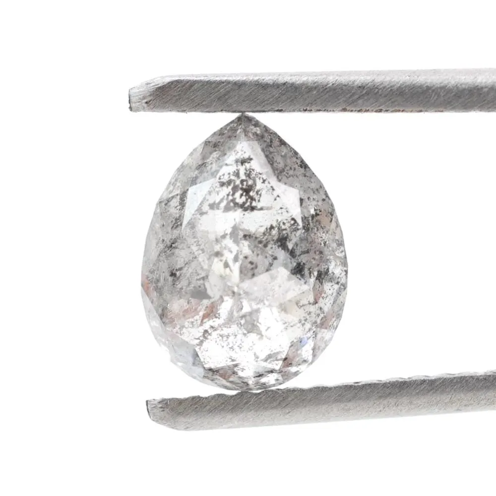 1.93 Ct Salt and Pepper Diamond, Natural Gray Color Pear Cut Loose Diamonds for Engagement Ring